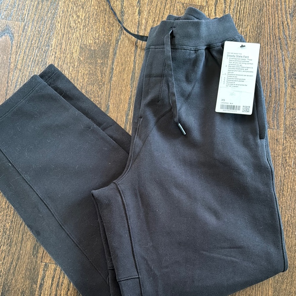 Black Sweatpants with Wide Waistband and Full-Length Legs